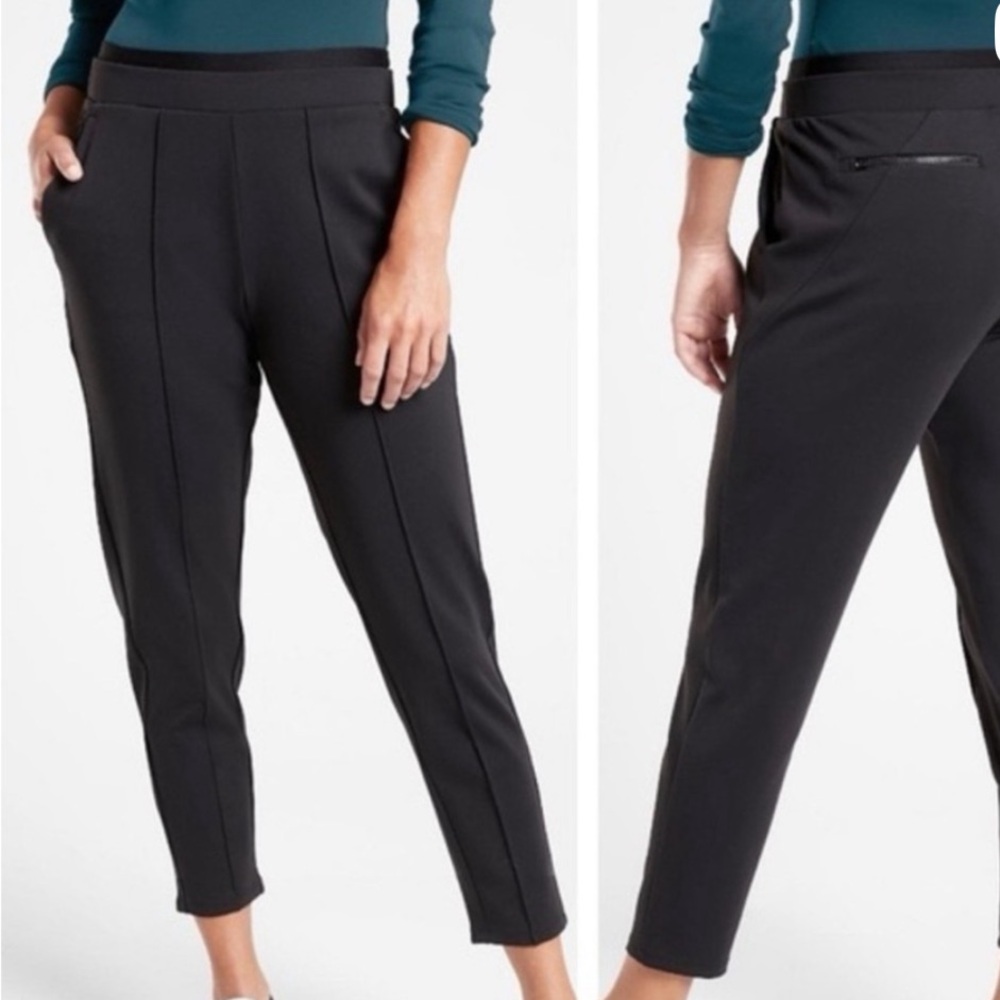 Athleta Black Cropped Pintuck Pants